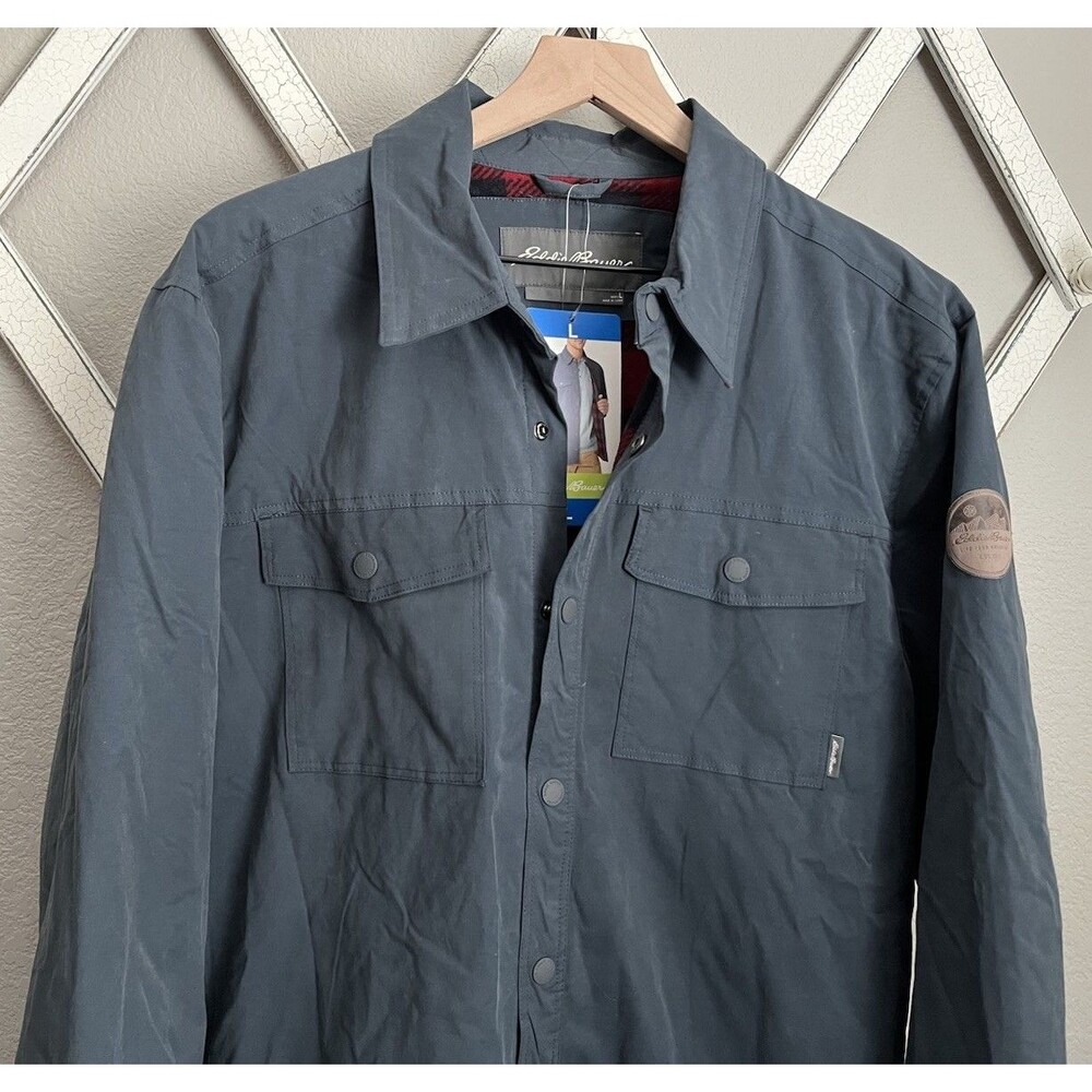 New! Eddie Bauer Men’s L Fleece Lined Shirt Jacket Shacket - Picture 2 of 12